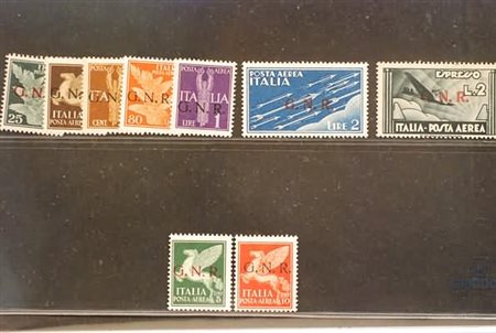REPUBBLICA SOCIALE ITALIANA - 1944, GNR Verona, posta aerea 9 valori cpl....