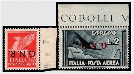 REPUBBLICA SOCIALE ITALIANA - 1944, Posta aerea, GNR Verona, 9 valori cpl....