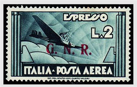 REPUBBLICA SOCIALE ITALIANA - 1944, Posta aerea, GNR Brescia III 2 lire...