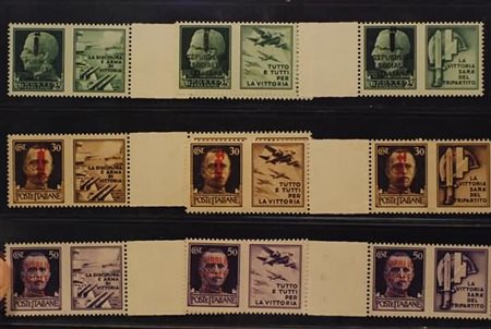 REPUBBLICA SOCIALE ITALIANA - 1944, Propaganda di guerra, 12 valori cpl....
