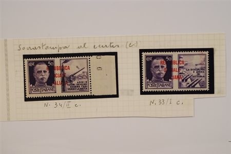 REPUBBLICA SOCIALE ITALIANA - 1944, Propaganda di guerra, 2 valori con...