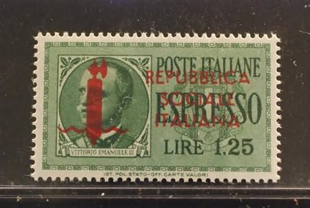 REPUBBLICA SOCIALE ITALIANA - 1944, Espressi, 1,25 l. verde con soprastampa...