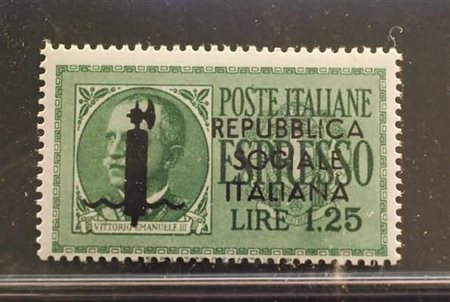 REPUBBLICA SOCIALE ITALIANA - 1944, Espressi, lire 1,25 verde con fascio in...