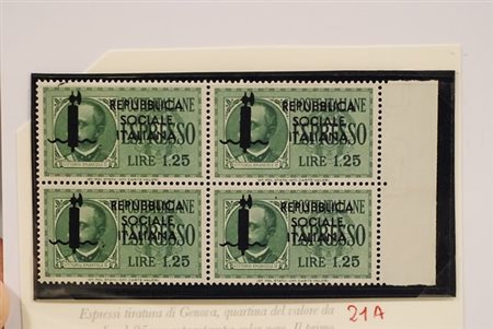 REPUBBLICA SOCIALE ITALIANA - 1944, Espressi, 1,25 lire fascio nero (21A)...