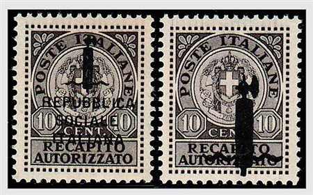REPUBBLICA SOCIALE ITALIANA - 1944, Recapito autorizzato, non emessi 2 valori...
