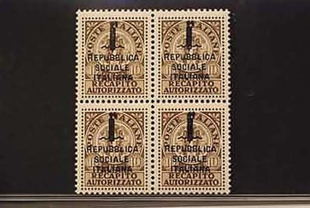 REPUBBLICA SOCIALE ITALIANA - 1944, Recapito autorizzato, 10 c. non emesso...