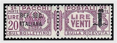 REPUBBLICA SOCIALE ITALIANA - 1944, Pacchi postali, 12 valori cpl. "fascetto"...