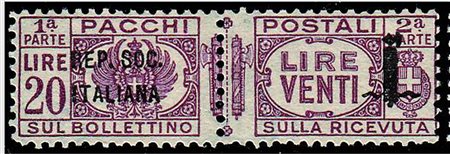 REPUBBLICA SOCIALE ITALIANA - 1944, Pacchi postali, soprastampati "fascetto"...