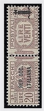 REPUBBLICA SOCIALE ITALIANA - 1944, Pacchi postali, 12 valori cpl. "fascetto"...