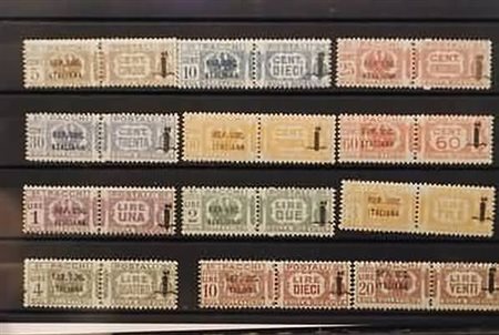 REPUBBLICA SOCIALE ITALIANA - 1944, Pacchi postali, 12 valori cpl. "fascetto"...