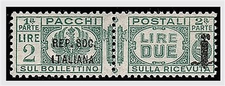 REPUBBLICA SOCIALE ITALIANA - 1944, Pacchi postali, 2 lire fascetto (43)....