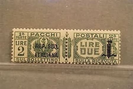 REPUBBLICA SOCIALE ITALIANA - 1944, Pacchi postali, 2 lire fascetto...