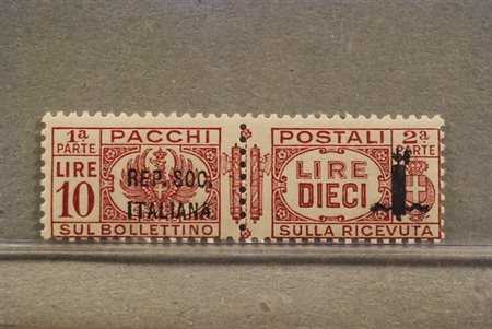 REPUBBLICA SOCIALE ITALIANA - 1944, Pacchi postali, 10 lire fascetto,...