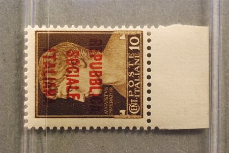 REPUBBLICA SOCIALE ITALIANA - 1944, Saggi, 10 c. con soprastampa capovolta...