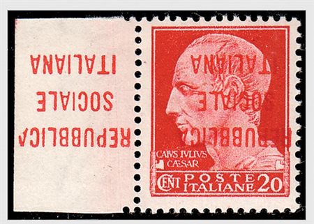 REPUBBLICA SOCIALE ITALIANA - 1944, Saggi, 20 c. con soprastampa capovolta...