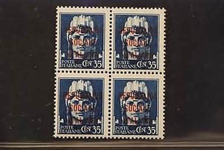 REPUBBLICA SOCIALE ITALIANA - 1944, Saggi, 35 c. azzurro con soprastampa di...