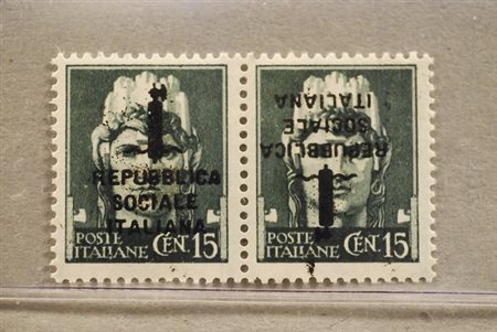REPUBBLICA SOCIALE ITALIANA - 1944, Saggi, 15 c. coppia con soprastampa...