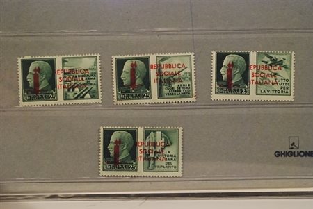 REPUBBLICA SOCIALE ITALIANA - 1944, Saggi, Propaganda di guerra, 4 valori...