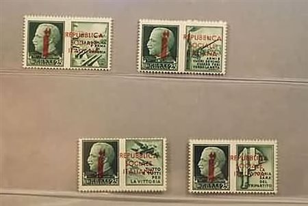 REPUBBLICA SOCIALE ITALIANA - 1944, Saggi, Propaganda di guerra, 4 valori...