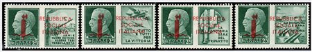 REPUBBLICA SOCIALE ITALIANA - 1944, Saggi, Propaganda di guerra, 4 valori...