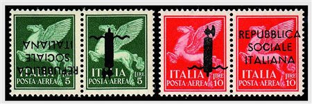 REPUBBLICA SOCIALE ITALIANA - 1944, Saggi, posta aerea serie con soprastampa...