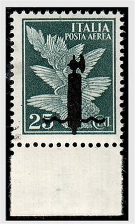 REPUBBLICA SOCIALE ITALIANA - 1944, Saggi, Posta aerea, 25 c. (P9). (Cert....