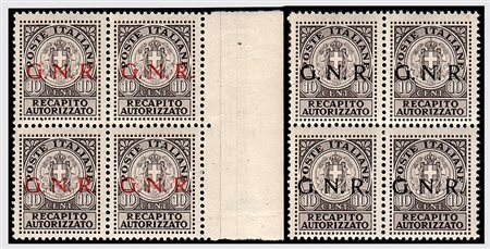 REPUBBLICA SOCIALE ITALIANA - 1944, Saggi Recapito autorizzato, soprastampati...