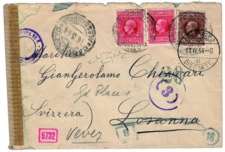 REPUBBLICA SOCIALE ITALIANA - 1944, Marche da bollo, 20 c. (17) coppia + 1...