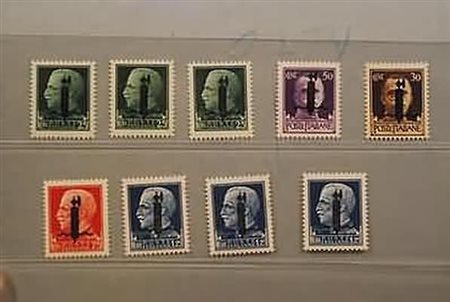 REPUBBLICA SOCIALE ITALIANA - 1944, lotto di 9 esemplari con fascio nero (3...