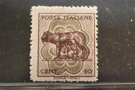 LUOGOTENENZA - 1944, 50 c. con il fondo di sicurezza in bruno scuro...