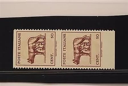 LUOGOTENENZA - 1944, Lupa 50 c. non dentellata orizzontalmente (515As) coppia...