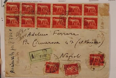 LUOGOTENENZA - 1945, 5 lire (534) blocco di 12 + 2 singoli + 2 lire (533),...