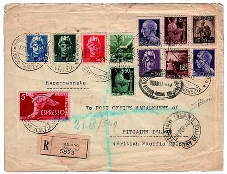 LUOGOTENENZA - 1945, raccomandata da Milano, 10/10/45, diretta all'Ufficio...