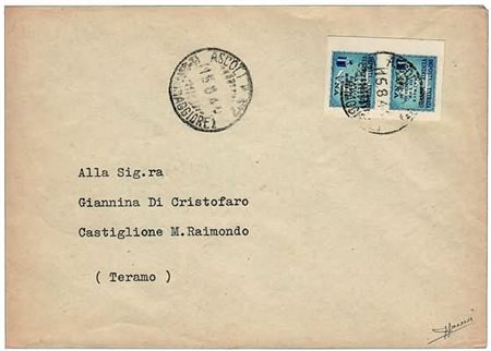 LUOGOTENENZA - 1944, busta da Ascoli, 15/8/44, per Castiglione Messer...