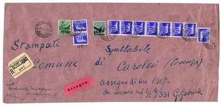 REPUBBLICA ITALIANA - 1946, IMPERIALE 3,70 lire (256A) 10 esemplari (striscia...