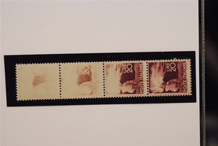 REPUBBLICA ITALIANA - 1945, Democratica 20 lire (561) striscia verticale di 4...
