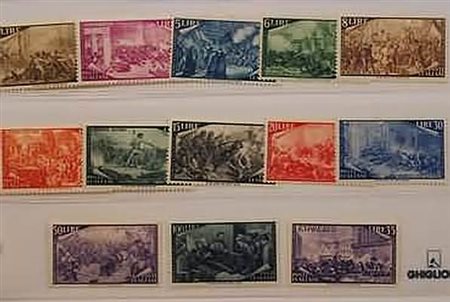 REPUBBLICA ITALIANA - 1948, Risorgimento, 13 valori cpl. (580/91+E32).(GOMMA...