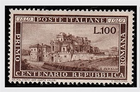REPUBBLICA ITALIANA - 1949, Repubblica Romana, 100 lire bruno (600).(GOMMA...