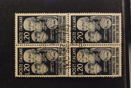 REPUBBLICA ITALIANA - 1950, Marzotto, 20 lire azzurro scuro (628) blocco di...