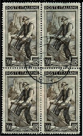 REPUBBLICA ITALIANA - 1950, Italia al Lavoro, 15 val. cpl.(634/52) blocco di...