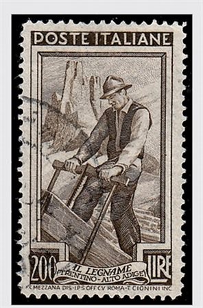 REPUBBLICA ITALIANA - 1950, Italia al lavoro, 200 lire dent. 13 1/4 (652/II)....