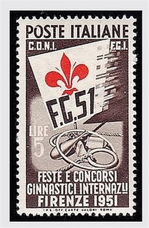 REPUBBLICA ITALIANA - 1951, Ginnici 5 lire (661) esemplare con il giglio...