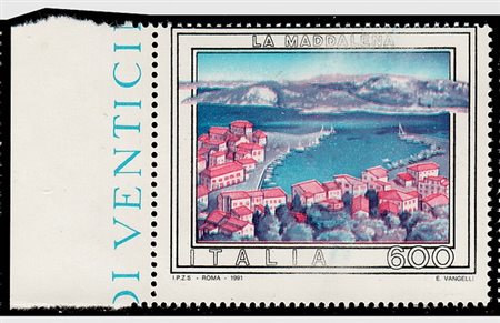 REPUBBLICA ITALIANA - 1991, La Maddalena 600 lire (1954) senza la stampa del...