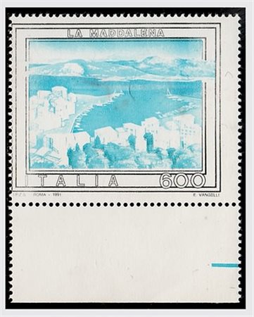 REPUBBLICA ITALIANA - 1991, La Maddalena 600 lire con la sola stampa...