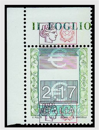 REPUBBLICA ITALIANA - 2002, Alti valori, euro 2,17 con stamopa del rosso...