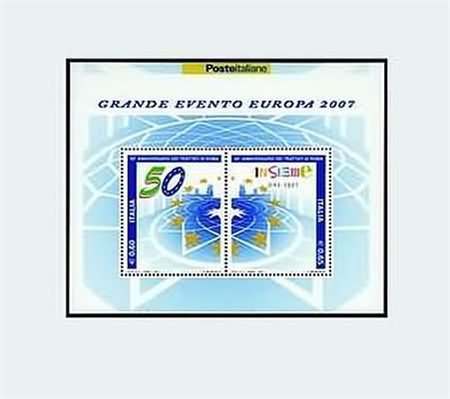 REPUBBLICA ITALIANA - 2007, Foglietto Trattati di Roma (50) con taglio...