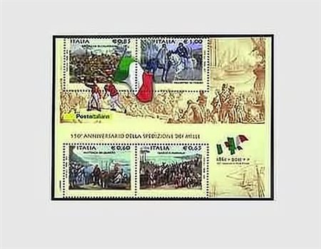 REPUBBLICA ITALIANA - 2010, Foglietto Spedizione dei Mille (63) con il taglio...