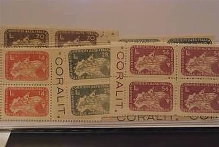 SERVIZI PRIVATI AUTORIZZATI - 1945, CORALIT, ciclista su carta geografica 5...