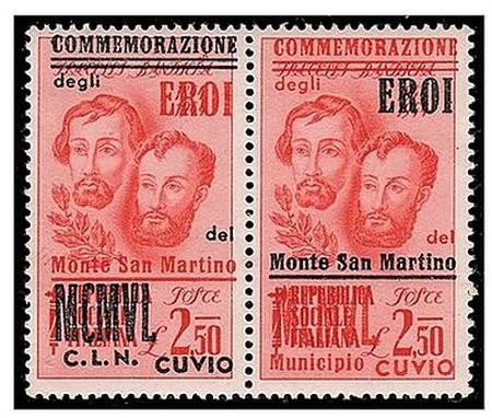 EMISSIONI LOCALI E C.L.N. - 1945, CUVIO, F.lli Bandiera 3 valori cpl. in...