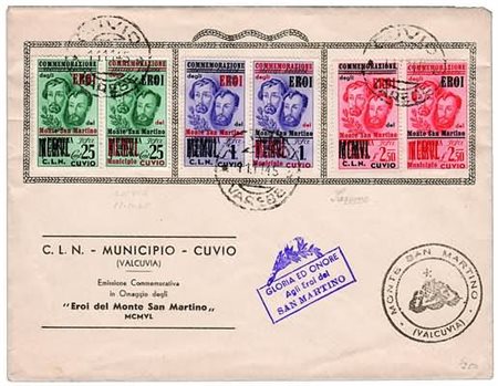EMISSIONI LOCALI E C.L.N. - 1945, CUVIO, F.lli Bandiera, 3 valori cpl. in...